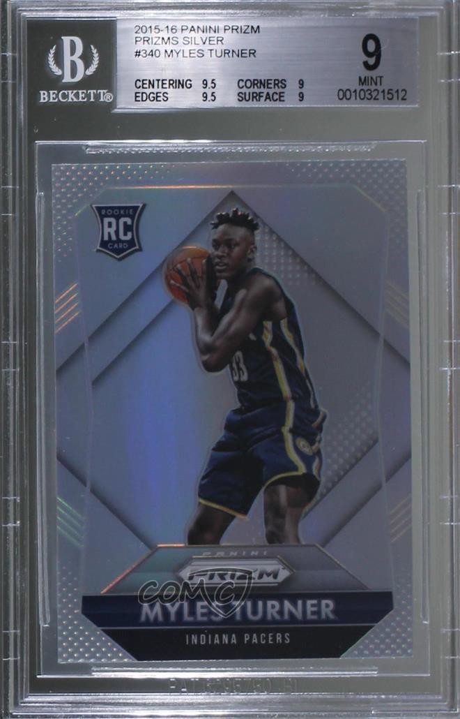 2015-16 Panini Prizm Rookies Silver Prizm Myles Turner #340 BGS 9 MINT 3g8