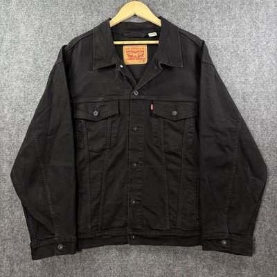 LEVIS Denim Trucker Jacket Mens 3XL Black Classic Red Tab Streetwear Western