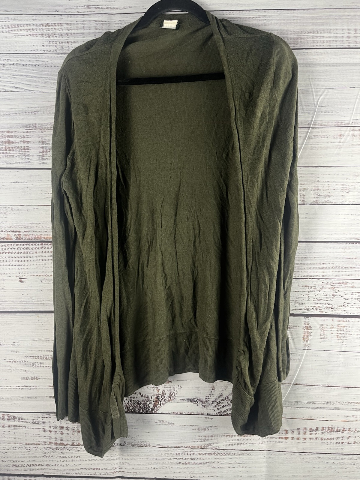 J Crew Tie Front Cardigan Women’s Medium Soft Rayon Silk Blend Olive Green