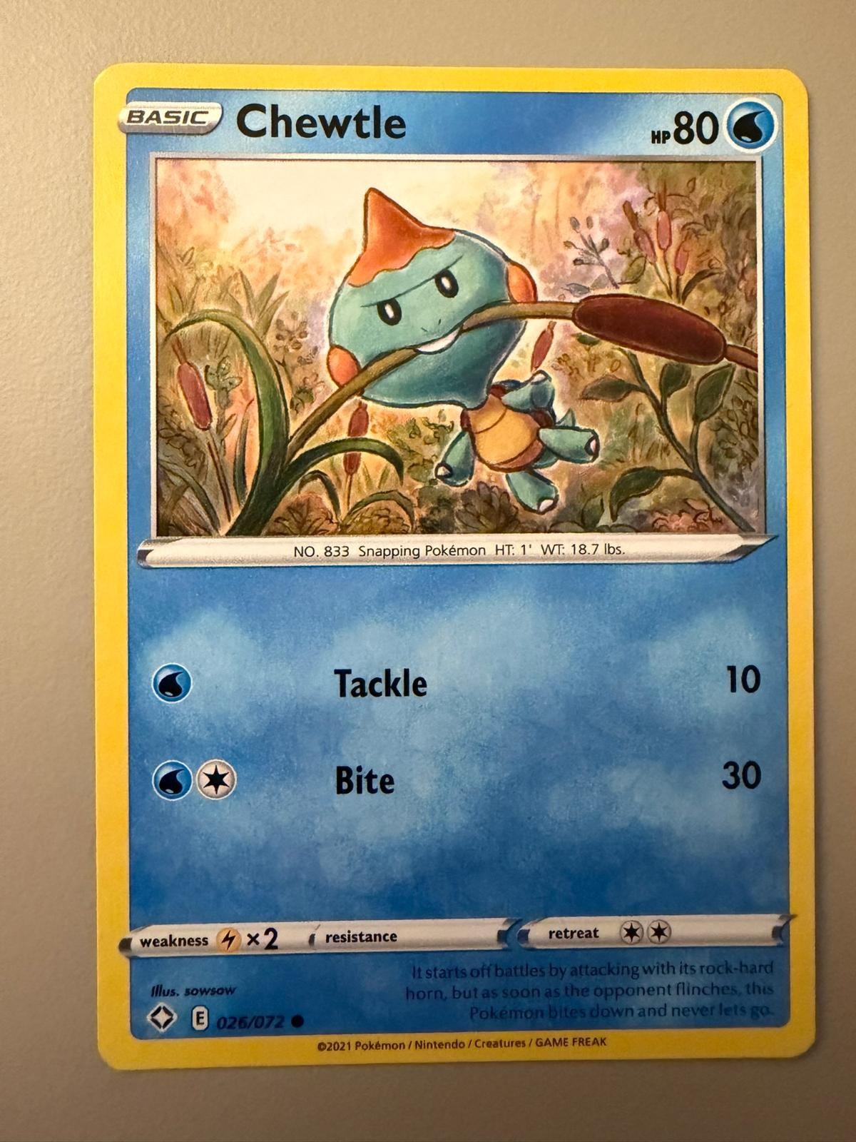 Chewtle 026/072 Common Shining Fates Pokemon Near Mint