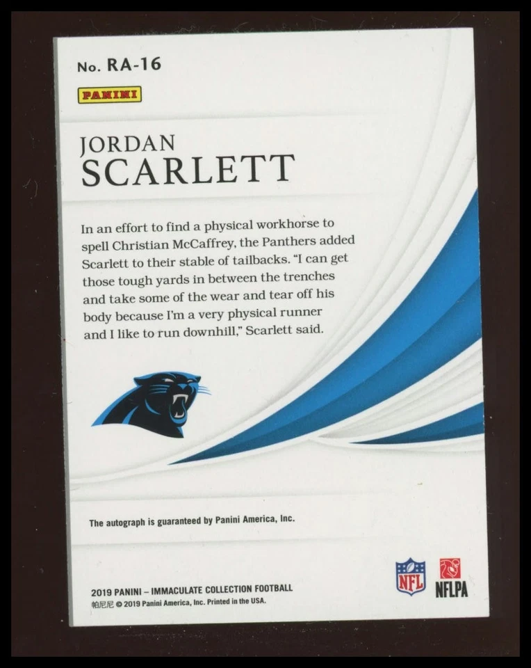2019 Panini Immaculate Collection #RA-16 Jordan Scarlett Rookie Autographs #/99 - Image 2 of 2