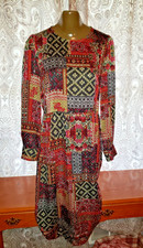 ZARA Woman Multicoloured Printed Aztec long Dress size Medium