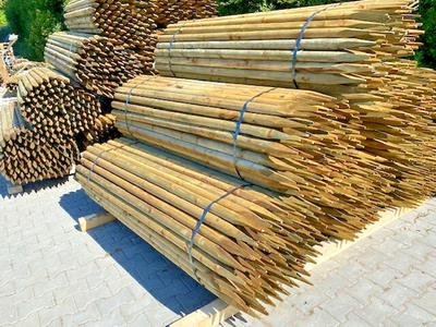 100 St. Holzpfosten 2 m rund gefrst 6 cm Zaunpfhle Zaunpfosten Holz  Pfosten | eBay.de