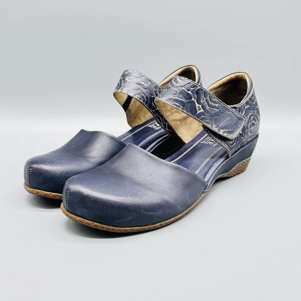 Spring Step L'Artiste Shoes Womens EU 42 US 10.5 11 Blue Leather Mary Janes NEW - Image 4 of 4