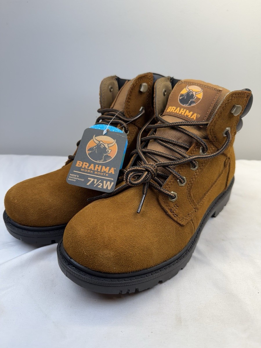 NEW BRAHMA Brown Suede Leather Work Boots MENS 7.5W 40 Wide  display picture 1