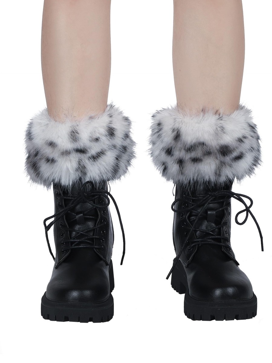 Women Faux Fur Leg Warmers Boot Cuffs Fuzzy Winter Knitted Foot Toppers sy soul young Women Faux Fur Leg Warmers Short Furry  main image 4