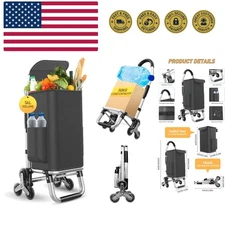 Foldable 3-in-1 Grocery Cart with 6 Wheels & Waterproof Bag - 110 lbs Capacity