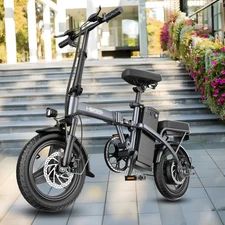 Hikeep Folding Electric Bike 400W 14" Tire 48V Battery 10AH Commuter e bike