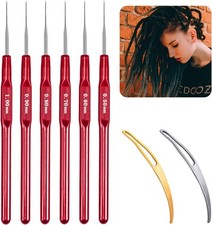 Crochet Hook Hair Tool, Needle Hooks Dreadlock Kit for 8pcs, Black and Brown