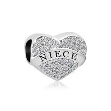 Niece I Love You Charms for Bracelets Heart with Sparkling Crystal Womens Birthd