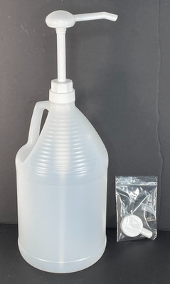 1 Gallon White Plastic Bottle with Pump Dispenser for Syrup Sauce Soap Liquid