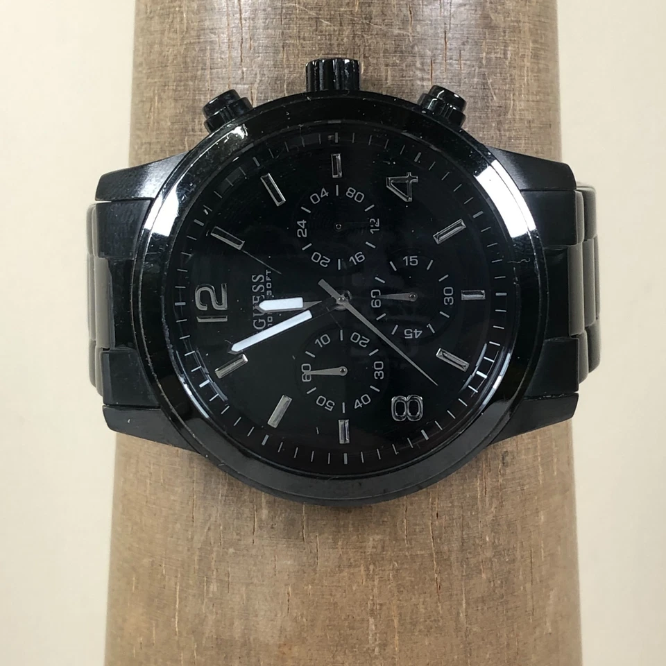 Guess Men U15061G1 Chronograph Black Stainless Steel Quartz 44mm Watch 7 3/4" - Image 2 of 4