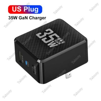 For Android/iPhone/iPad GaN 35W PD Fast Charger USB Type-C QC Power Adapter Plug