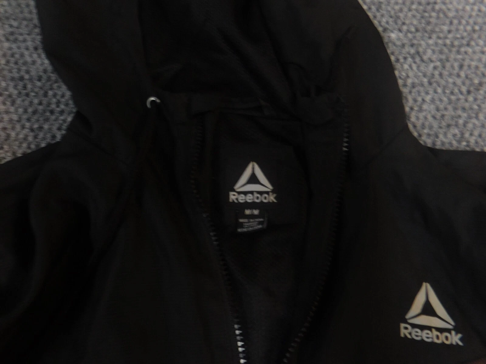 Reebok Mens Jacket M purple black Hoodie full zip drawstring blue - product detail image 7