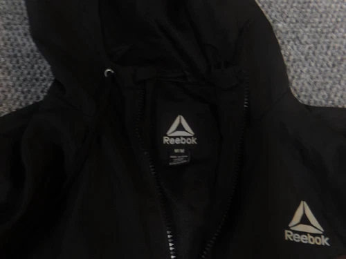 Reebok Mens Jacket M purple black Hoodie full zip drawstring blue image 7