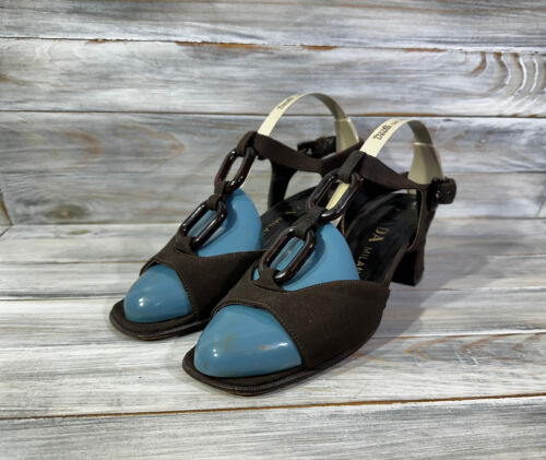 PRADA Milano Made In Italy Women's Heels Sandals Brown Luxury Brand - Picture 4 of 24