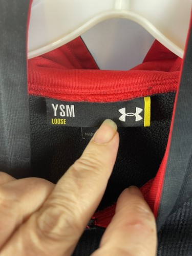 Under Armour Loose Black And Red Hoodie Sweatshirt Youth Size Medium - Picture 3 of 6