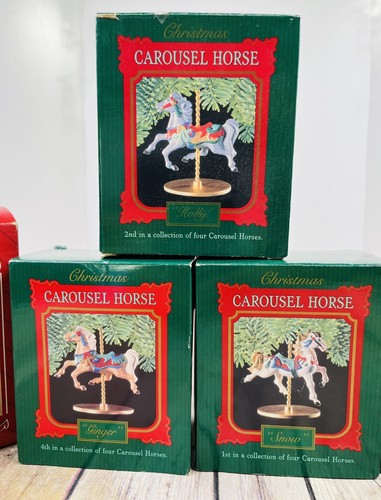Hallmark Vintage Keepsake Christmas Ornaments Lot Of 5 Carousel Horse - Picture 3 of 4