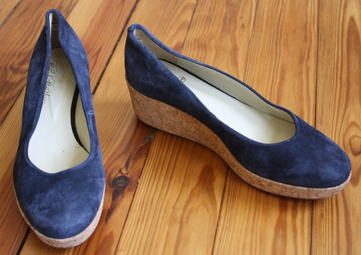 Blue suede wedge shoes sale
