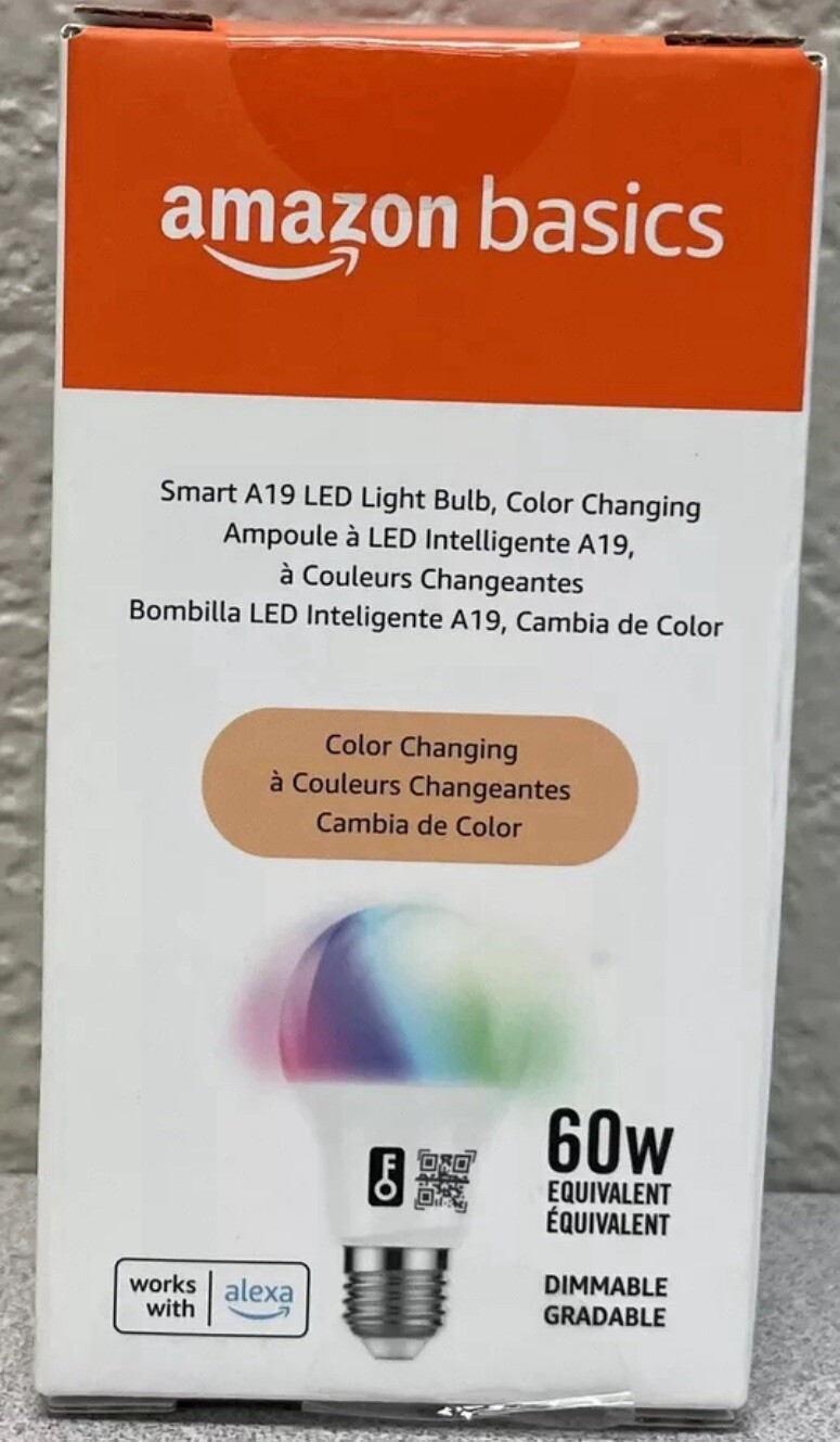 ✅Amazon Basic A19 Color Smart Bulb: Alexa/Bluetooth Mesh/2700K/800 Lumen/7.5W✅-image