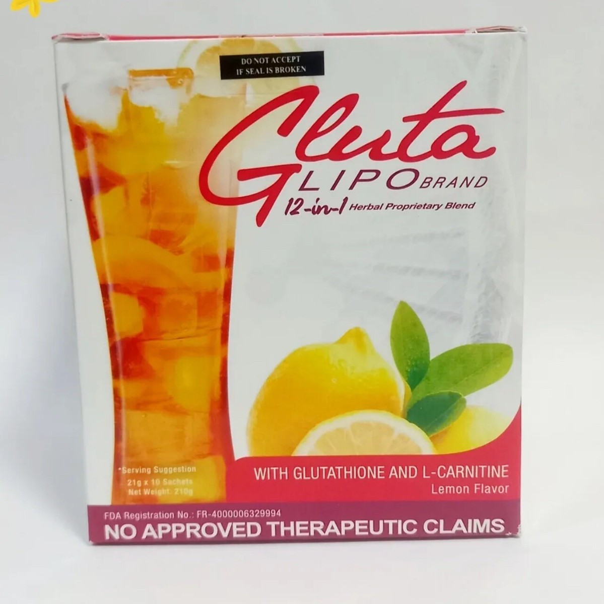 Gluta Lipo Brand 12-in-1 Herbal Proprietary Blend Lemon 2 Packs