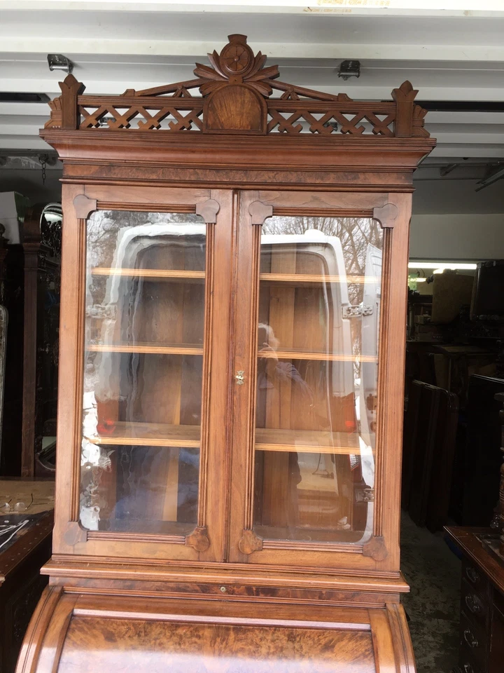 ESCRITORIO SECRETARIA CILINDRO NOGAL VICTORIANO Foto 3 de 4