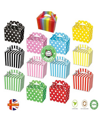 Partyboxen - Kinder Kids Polka oder Streifen Picknick Essen Beute Leckerli Geschenkbox