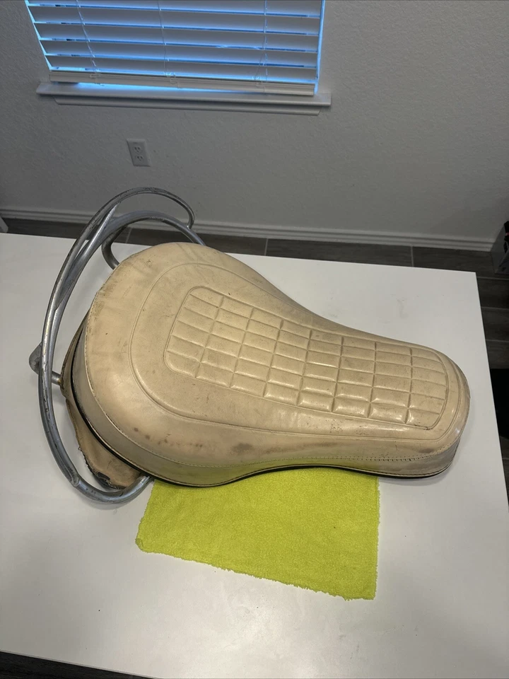 Harley Davidson FLH FL cabeza de pala Panhead Buddy Seat blanco Foto 2 de 4