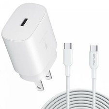 25W FAST HOME CHARGER PD TYPE-C 10FT USB-C CABLE QUICK WALL for PHONES  TABLETS