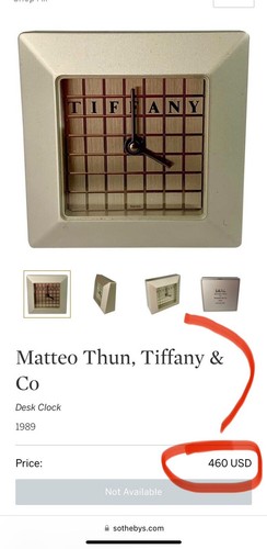RARE vintage Tiffany & Co Swiss Desk Clock Modern Accent Shelf Decor Mfd Germany - Picture 2 of 9