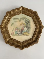 Vintage Burwood Man Woman Child Dog USA Wall Hanging MCM 4443 READ FLAW