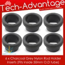 6 x Charcoal GREY Boat Aluminium 50mm TUBE Rocket Launcher ROD Inserts Protector