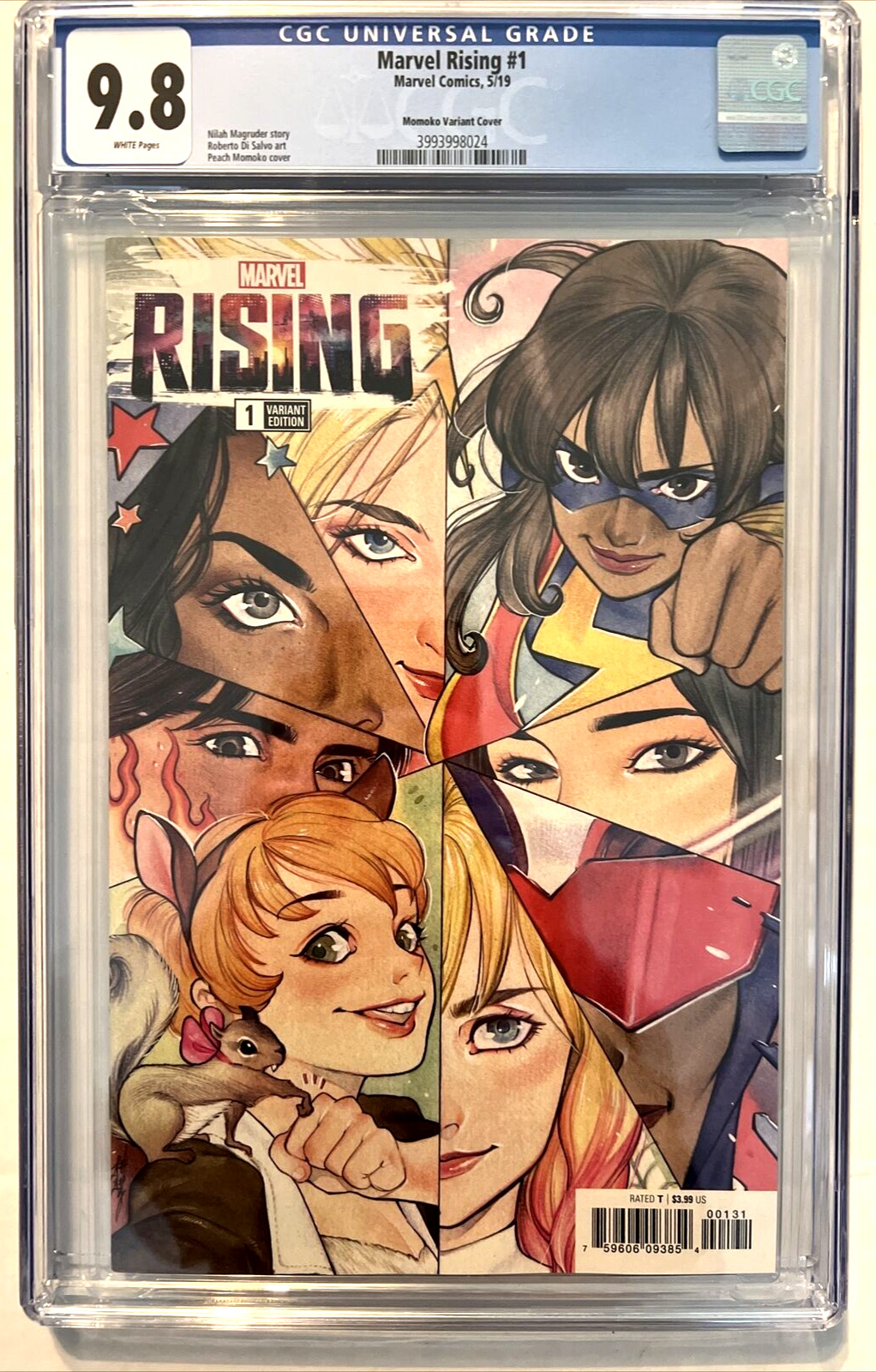 MARVEL RISING #1 CGC 9.8 PEACH MOMOKO 1:25 VARIANT COVER 2019 WHITE PAGES