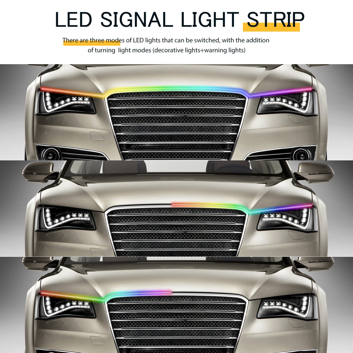 Car LED Hood Light Strip Scan Dynamic DRL Start Up Light For