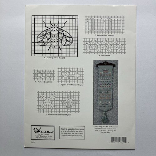 Just Nan Noahs Needle Cross Stitch Pattern Band Sampler Leaflet Only 1997 - Picture 2 of 2