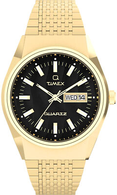 Timex TW2W62500 Q TIMEX FALCON EYE schwarz gold Edelstahl Herren Uhr NEU