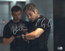 GEORGE CLOONEY MATT DAMON SIGNED AUTOGRAPH OCEANS ELEVEN 11x14 PHOTO BECKETT BAS