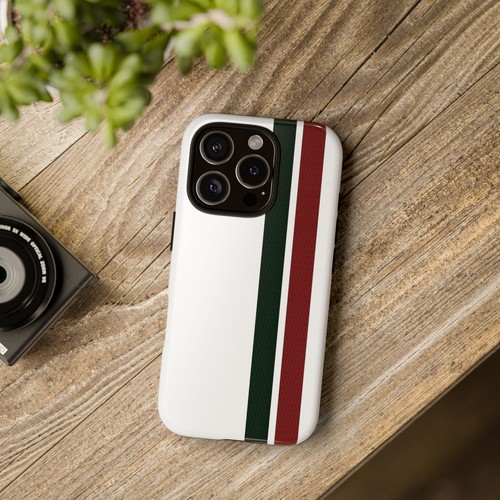 White Tough Case For iPhone 16, Red Green Stripes Design Glossy or Matte - Picture 14 of 270