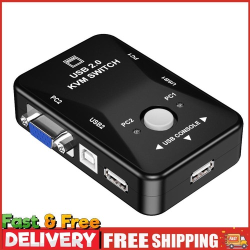 HW1701 2 Ports USB Manual KVM Switch Box 2 in 1 Out 1080P VGA Switcher ~