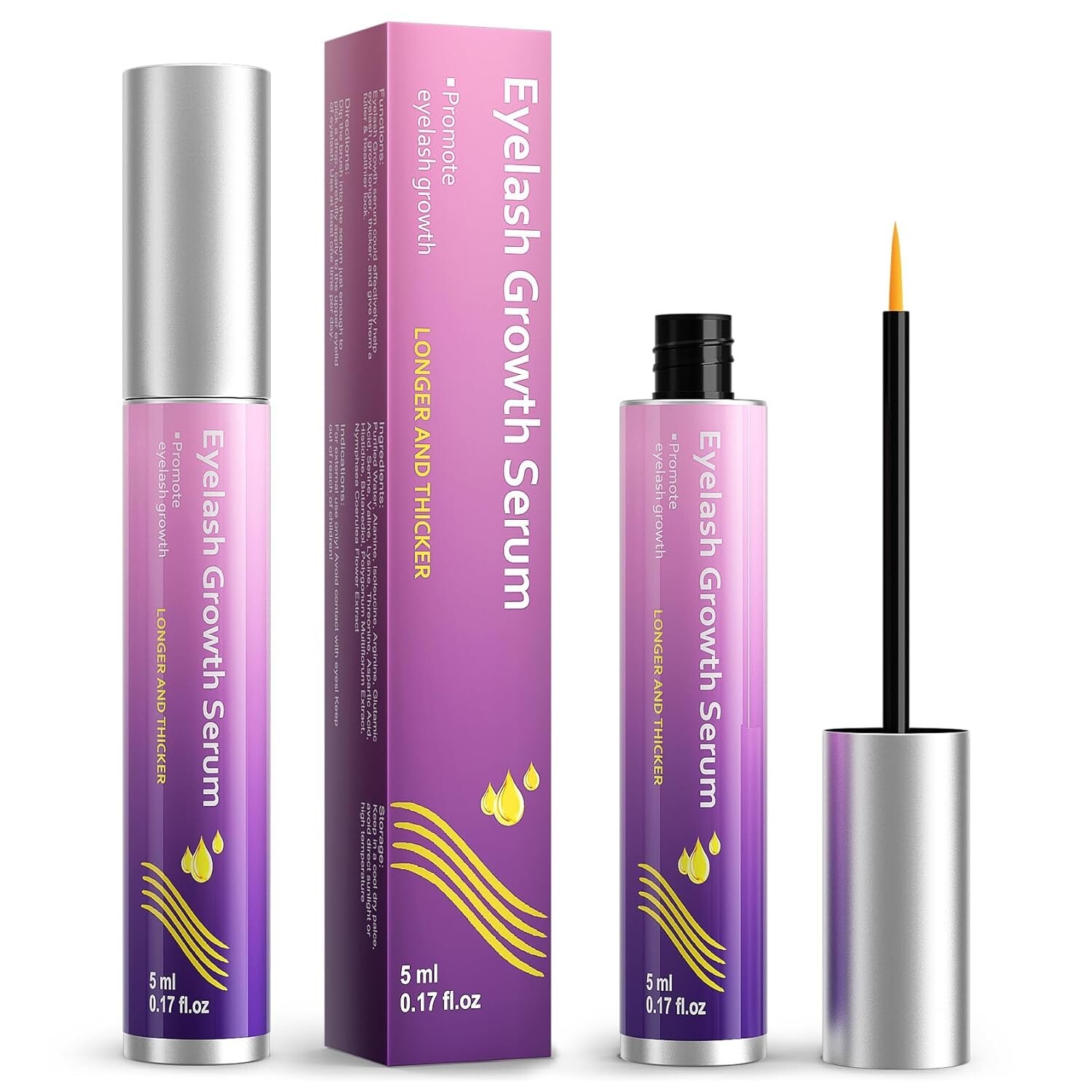 Eyelash Growth Serum, Premium Lash Serum Promotes Longer, Thicker, Fuller...