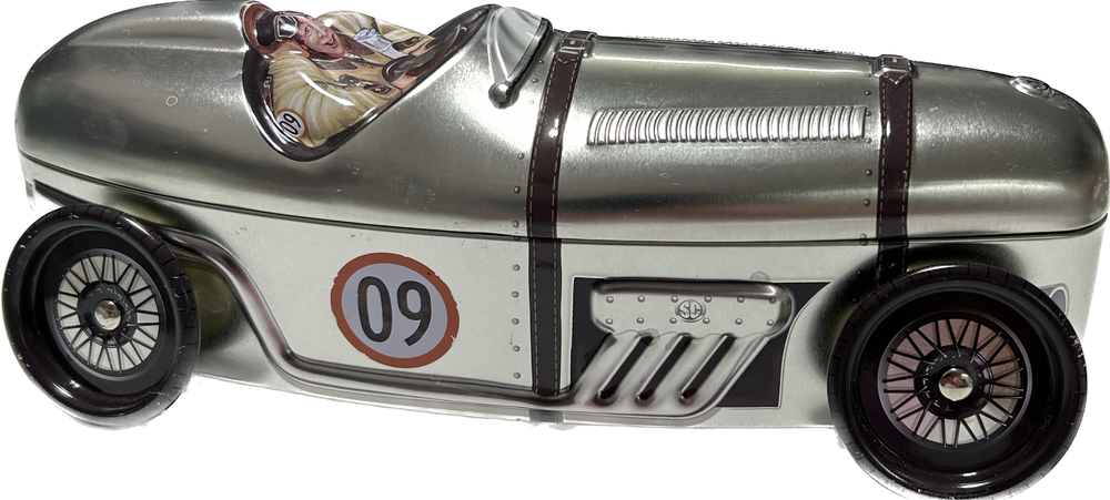 Silver Crane Company Silver Race Car Storage Tin Made In England