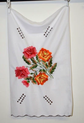 Vintage Polyester Pillow Case Floral Embroidered, Edge Embroidered-Pre-owened - Image 1 of 3