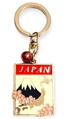 Japan Keychain Mount Fuji Map Souvenir Charm Bell Keyring Memory
