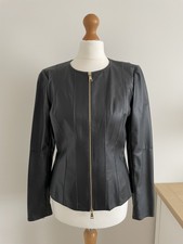 Luisa Spagnoli "vetrata" Ladies Fitted Leather Jacket - Black It40 / Uk 6/8