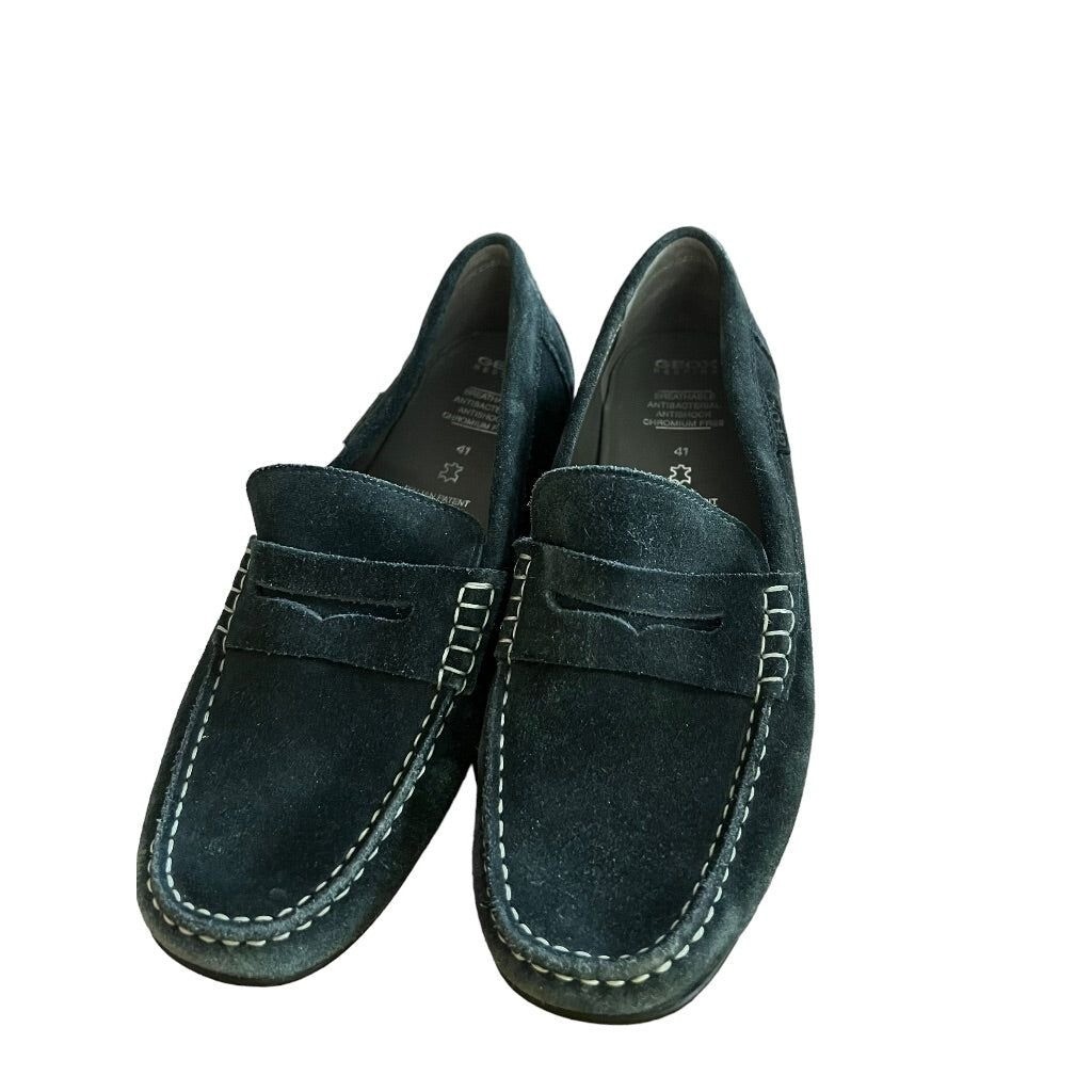 Geox Respira Mens Black Suede Driving Moc Loafers 8 (41) Slip On Shoes EUC Geox Respira Mens Giona Leather Loafer Driving Moccasins  main image 3