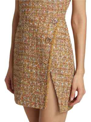 NWT authentic Self-Portrait Tinsel Boucle Minidress gold buttons dress  _SIZE 10 | eBay