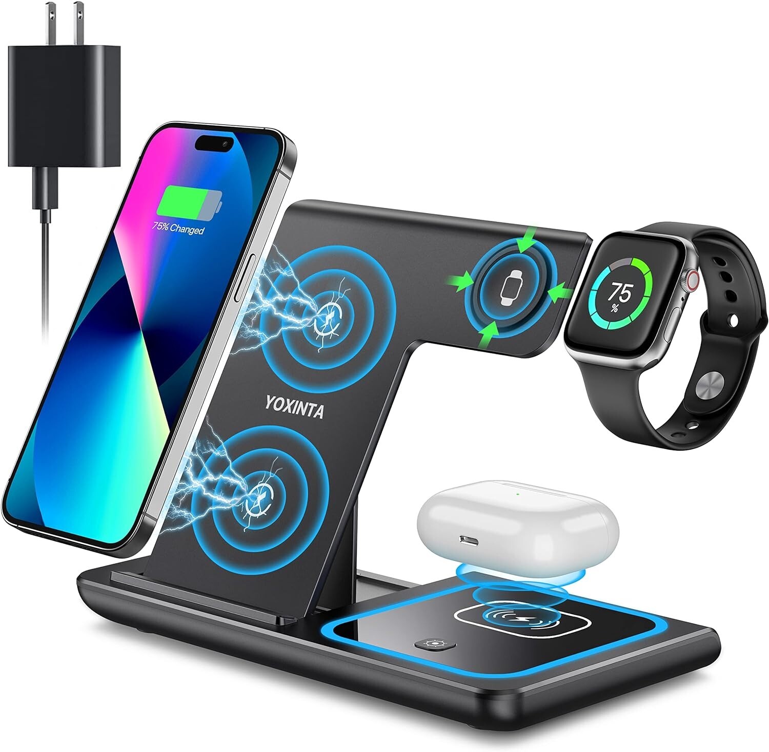 3-in-1 Fast Wireless Charging Stand for Multiple Devices-image