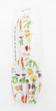 Salad Serving Fork And Spoon Server Set Fresh Vegetables Design 11" l x 3.5" w