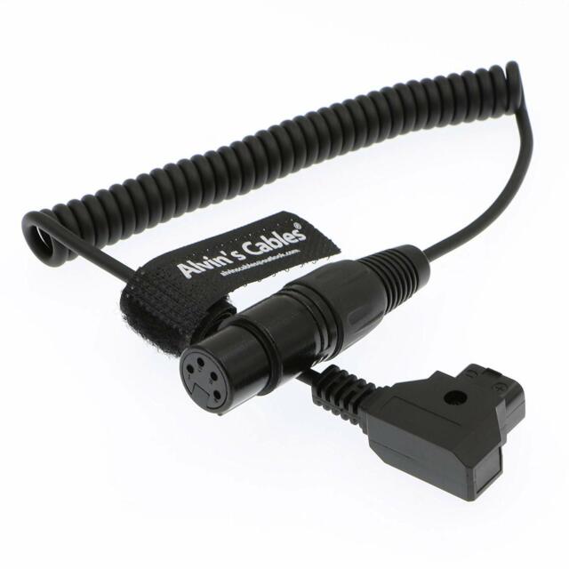 XLR 4 Pin Female to D Tap Coiled Power Cable for Practilite 602 DSLR Sony F55