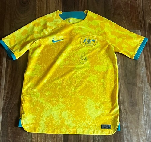 Mathew LECKIE hand Signed Socceroos Australia 2022 World Cup Shirt NIKE Youth XL - Picture 17 of 20